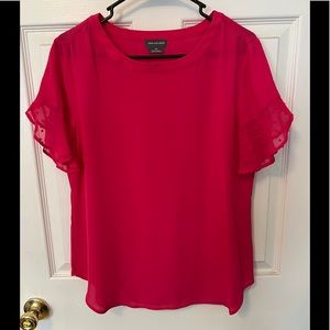 Ruffled sheer polka dot sleeve dress top